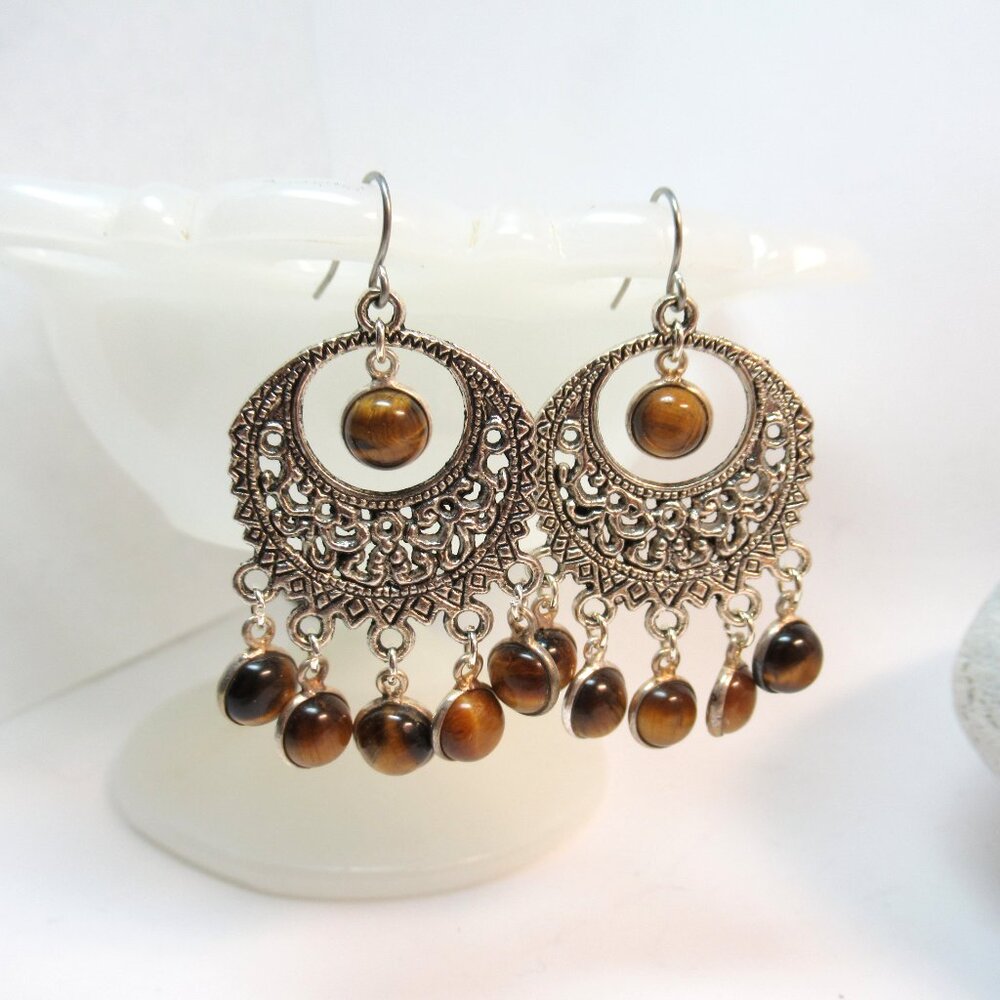 Tiger's Eye Chandelier earrings